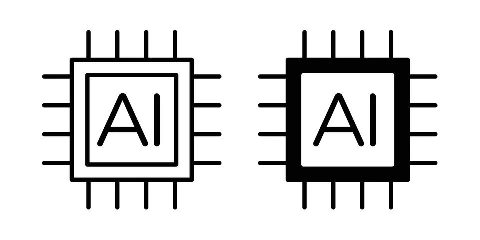 Artificial intelligence icon. Line Drawings and Silhouettes icons Stock Illustration