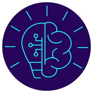 Artificial Intelligence Icon. Minimalistic neon outline Stock Illustration