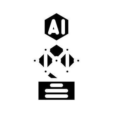 Artificial intelligence icon with network and data processing Stock Illustration