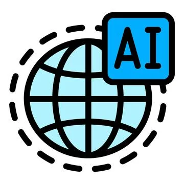 Artificial intelligence icon outline . Ai brain Stock Illustration