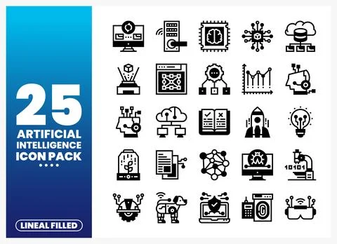 Artificial Intelligence Icon Pack of Lineal Filled Icons Illustrazione stock