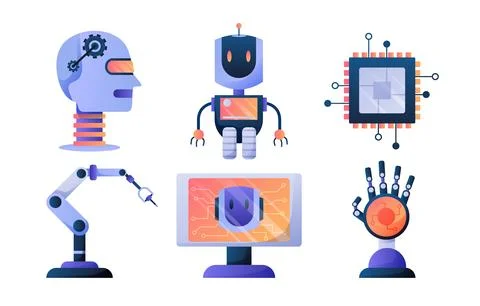 Artificial intelligence icon set element design vector. Stock Illustration