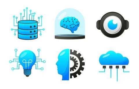 Artificial intelligence icon set element design vector. 스톡 일러스트