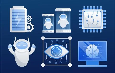 Artificial intelligence icon set element design vector. 스톡 일러스트