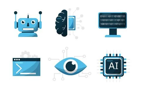 Artificial intelligence icon set element design vector. 스톡 일러스트