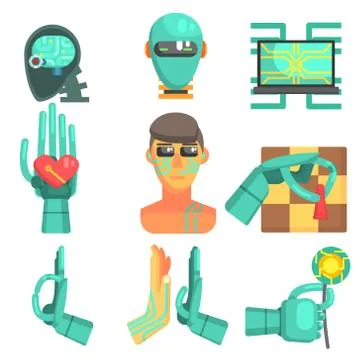 Artificial Intelligence Icon Set Stock Illustration