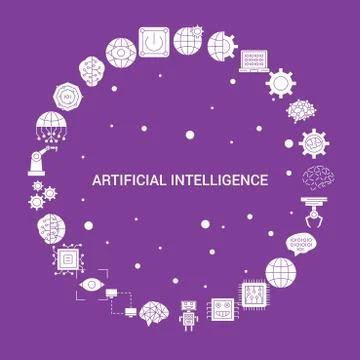 Artificial Intelligence Icon Set. Infographic Vector Template Illustrazione stock