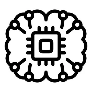 Artificial intelligence icon showing cpu processing inside brain Illustrazione stock