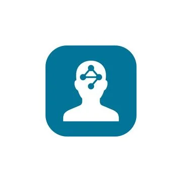 Artificial intelligence icon showing human silhouette with neural network b.. Stock Illustration