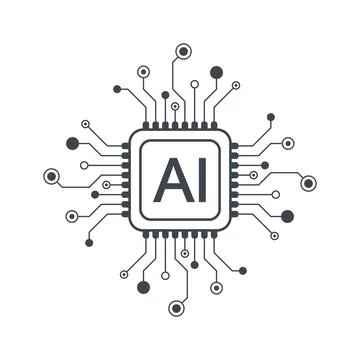 Artificial intelligence icon, sign, logo in the circuit line style. AI processor Stock Illustration