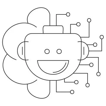 Artificial Intelligence icon. Simple outline vector pictogram with thin lines Stock Illustration