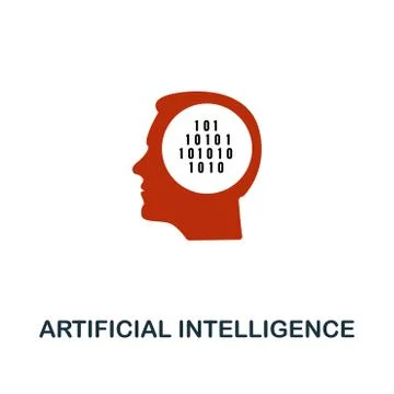 Artificial Intelligence icon in two color design. Red and black style elements Stock Illustration