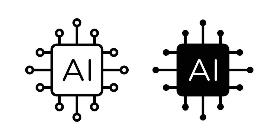 Artificial intelligence icon vectors. Illustrations in black Stock Illustration