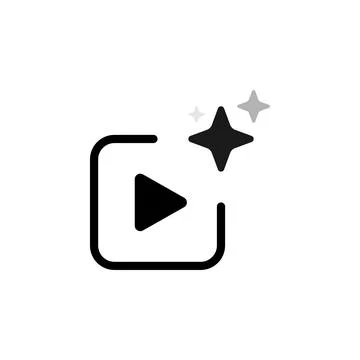 Artificial intelligence icon for video generation. AI icon with three stars f Stock Illustration