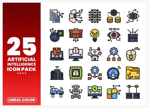 Artificial Intelligence icons. digital technology concepts. set on a clean .. 스톡 일러스트
