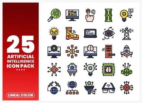 Artificial Intelligence Icons Stock-Illustration