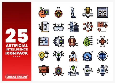 Artificial Intelligence Icons Stock Illustration