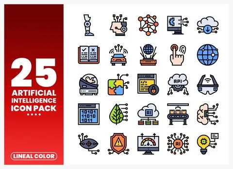 Artificial Intelligence Icons Stockillustratie