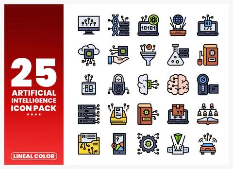 Artificial Intelligence Icons Stock Illustration
