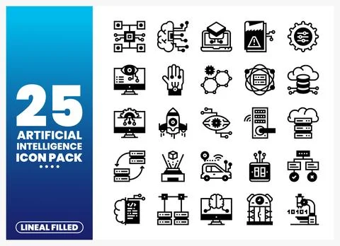 Artificial Intelligence Icons - Lineal Filled Style イラスト素材