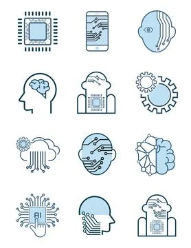 Artificial intelligence icons set. Collection of high quality outline web p.. Stock Illustration