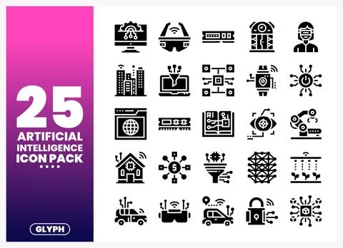 Artificial Intelligence Icons Set イラスト素材