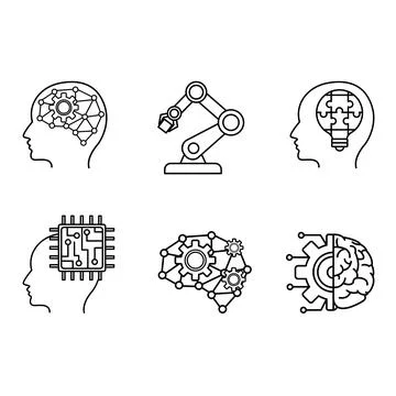 Artificial Intelligence Icons Set. Vector Icons Artificial Intelligence, Ro.. 스톡 일러스트