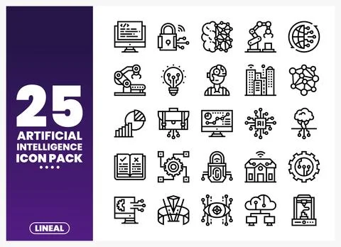 Artificial Intelligence Icons for Tech and Business Stockillustratie