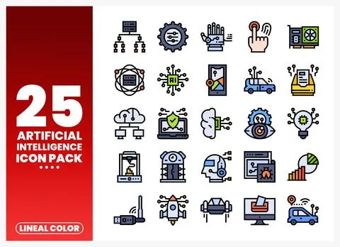 Artificial Intelligence Icons for technology and innovation. Collection of .. イラスト素材