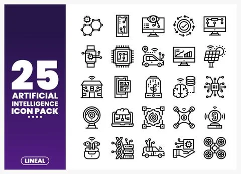 Artificial intelligence icons for technology and innovation. presented on a.. Stock Illustration