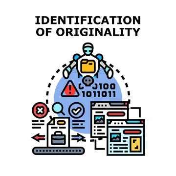 Artificial intelligence identifying content originality and checking for pl.. Stock Illustration