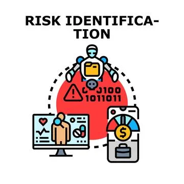 Artificial intelligence identifying digital health and financial risks 스톡 일러스트
