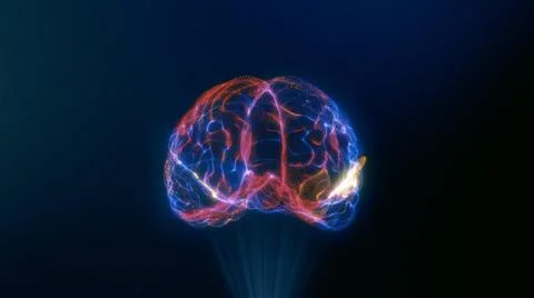 Artificial intelligence illustration. Human brain model. Nano technology Stock Illustration