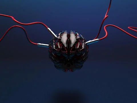Artificial Intelligence. image of the brain with different dachiks connected  写真素材