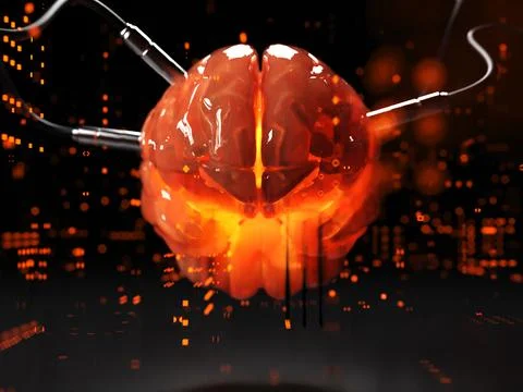 Artificial Intelligence. image of the brain with different dachiks connected  Stock Photos