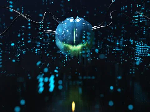 Artificial Intelligence. image of the brain with different dachiks connected  Stock Photos