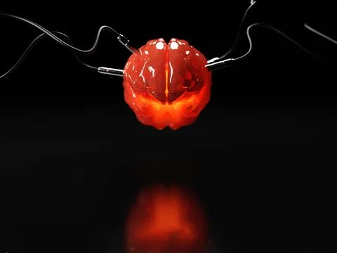 Artificial Intelligence. image of the brain with different dachiks connected  Stock Photos