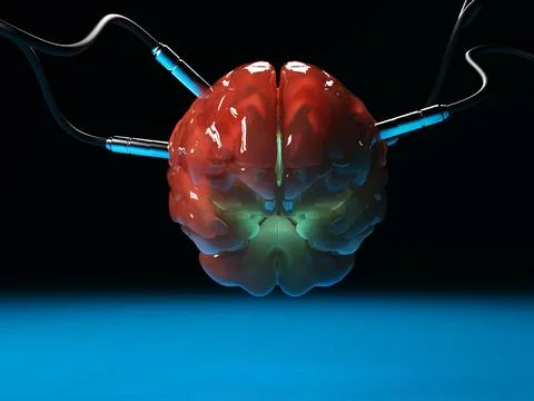 Artificial Intelligence. image of the brain with different dachiks connected  Stock Photos