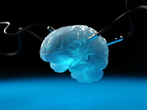 Artificial Intelligence. image of the brain with different dachiks connected  写真素材