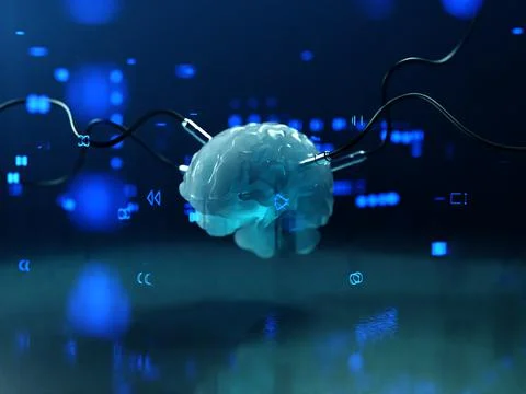Artificial Intelligence. image of the brain with different dachiks connected  写真素材