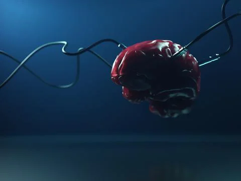 Artificial Intelligence. image of the brain with different dachiks connected  Foto stock