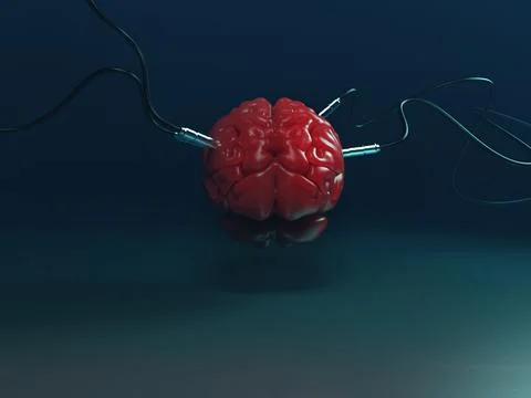 Artificial Intelligence. image of the brain with different dachiks connected  Stock Photos