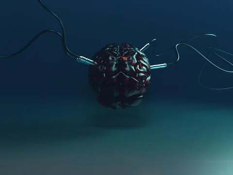 Artificial Intelligence. image of the brain with different dachiks connected  Stock Photos