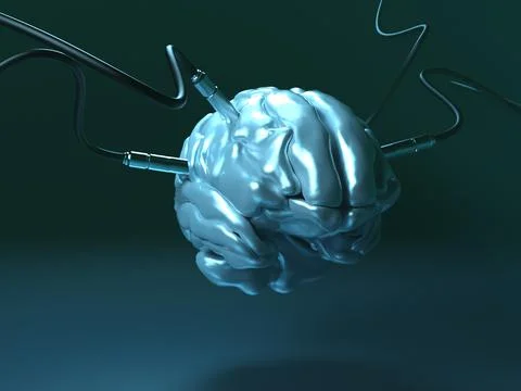 Artificial Intelligence. image of the brain with different dachiks connected  Stock Photos