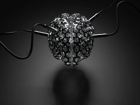 Artificial Intelligence. image of the brain with different dachiks connected  Foto stock