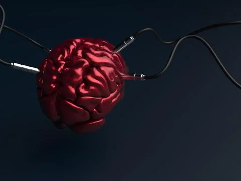 Artificial Intelligence. image of the brain with different dachiks connected  写真素材