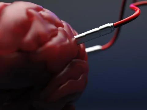 Artificial Intelligence. image of the brain with different dachiks connected  Stock Photos