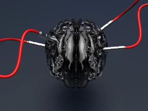 Artificial Intelligence. image of the brain with different dachiks connected  写真素材