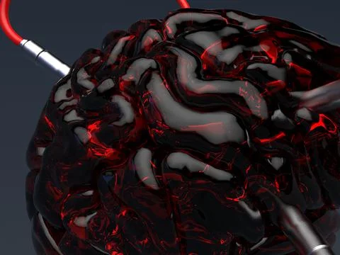 Artificial Intelligence. image of the brain with different dachiks connected  写真素材
