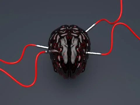 Artificial Intelligence. image of the brain with different dachiks connected  Stock Photos